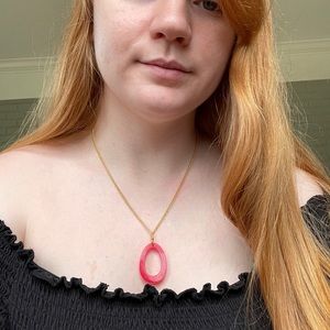 Red Glitter Oval Necklace